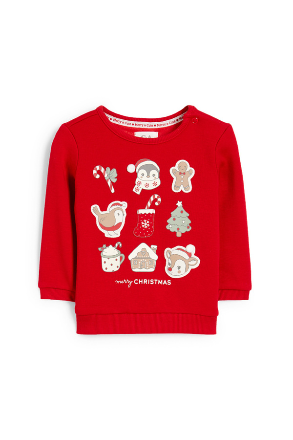 Bild 1 von C&A Baby-Weihnachts-Thermo-Sweatshirt, Rot, Größe: 68