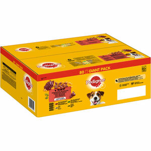 Pedigree Hundefutter Portionsbeutel in Gelee (Adult, 4 Sorten), 80er Pack