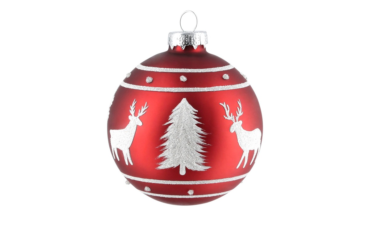 Bild 1 von Weihnachtsbaumkugel rot Glas , Aluminium Maße (cm): H: 8  Ø: [8.0] Dekoration