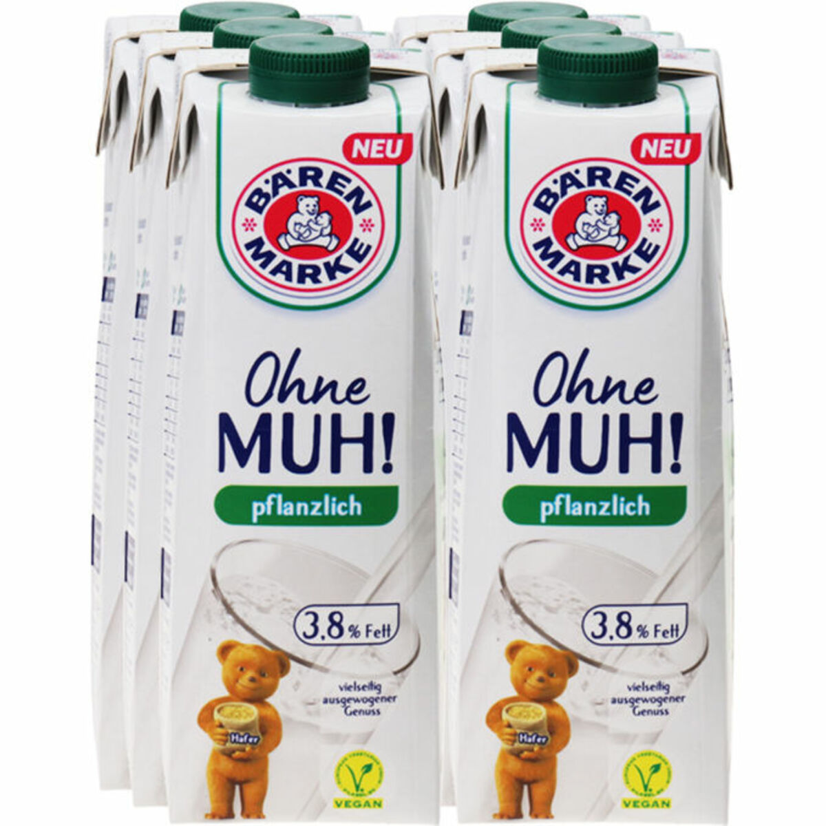 Bild 1 von Bärenmarke Ohne Muh Haferdrink 3,8% Fett, 6er Pack