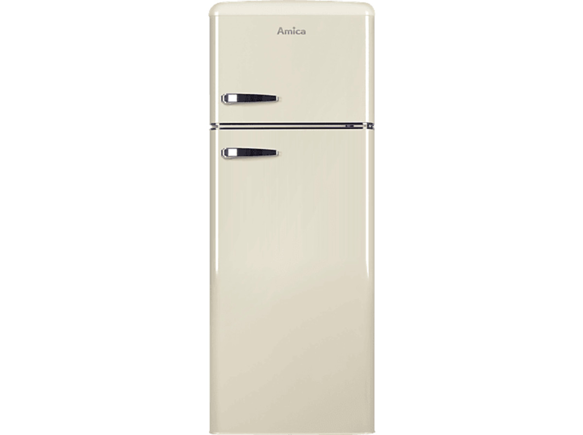 Bild 1 von AMICA KGC 15635 B Retro Edition Kühlgefrierkombination (E, 179,95 kWh, 1440 mm hoch, Beige)