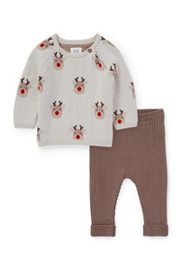 C&A Baby-Weihnachts-Outfit-2 teilig, Beige, Größe: 56
