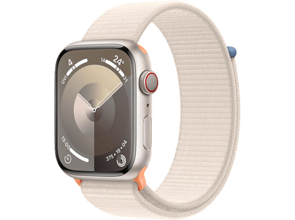 Bild 1 von APPLE Watch Series 9 GPS + Cellular 45 mm Smartwatch Aluminium Textil Carbon Neutral, 130 - 200 mm, Polarstern