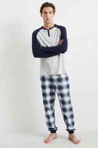 C&A Pyjama mit Flanellhose, Blau, Größe: 3XL