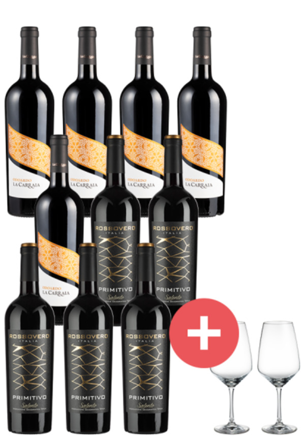 Bild 1 von 10er-Paket 98 Luca Maroni Punkte Rotweine inkl. Schott-Zwiesel Taste Gläser - Weinpakete