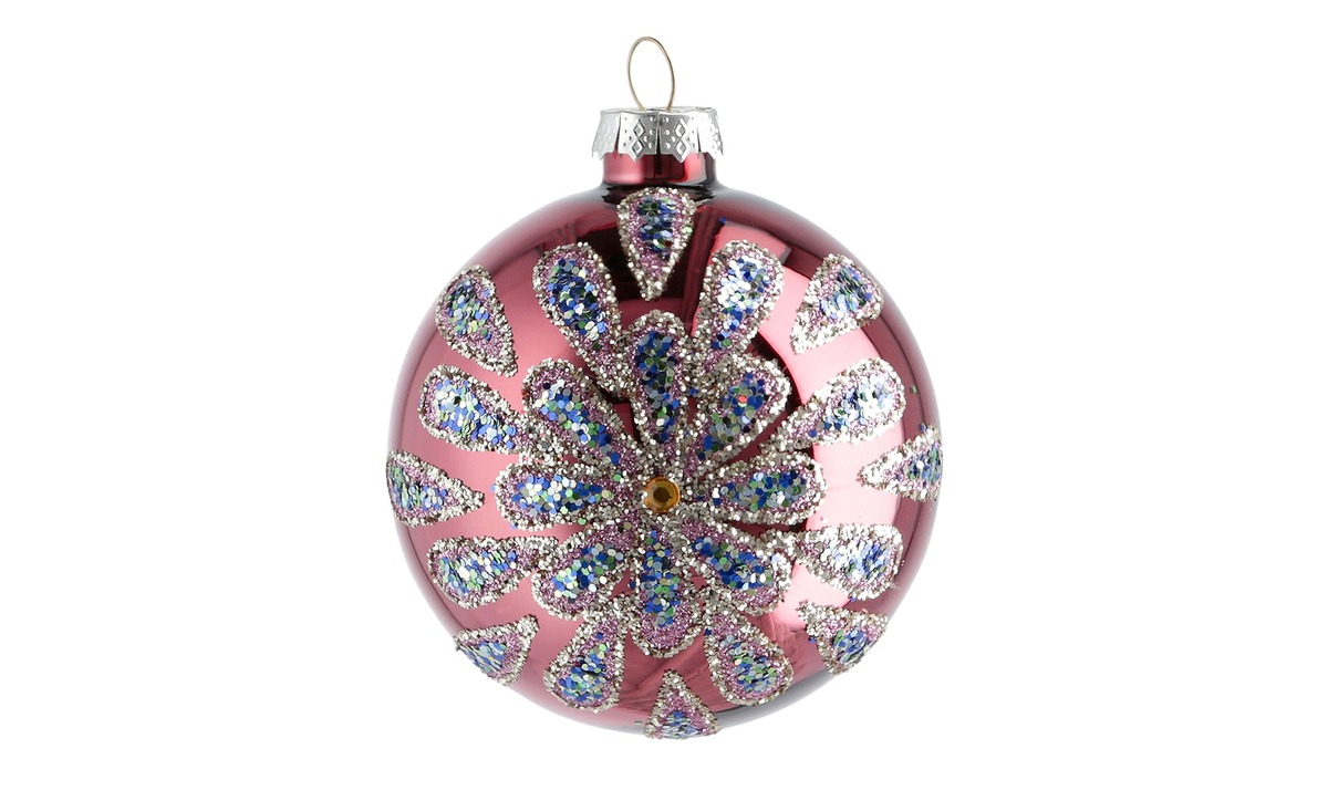 Bild 1 von Weihnachtsbaumkugel rosa/pink Glas , Aluminium Maße (cm): H: 8  Ø: [8.0] Dekoration