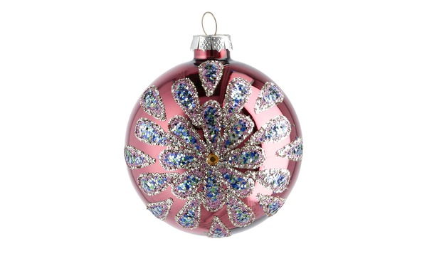 Bild 1 von Weihnachtsbaumkugel rosa/pink Glas , Aluminium Maße (cm): H: 8  Ø: [8.0] Dekoration