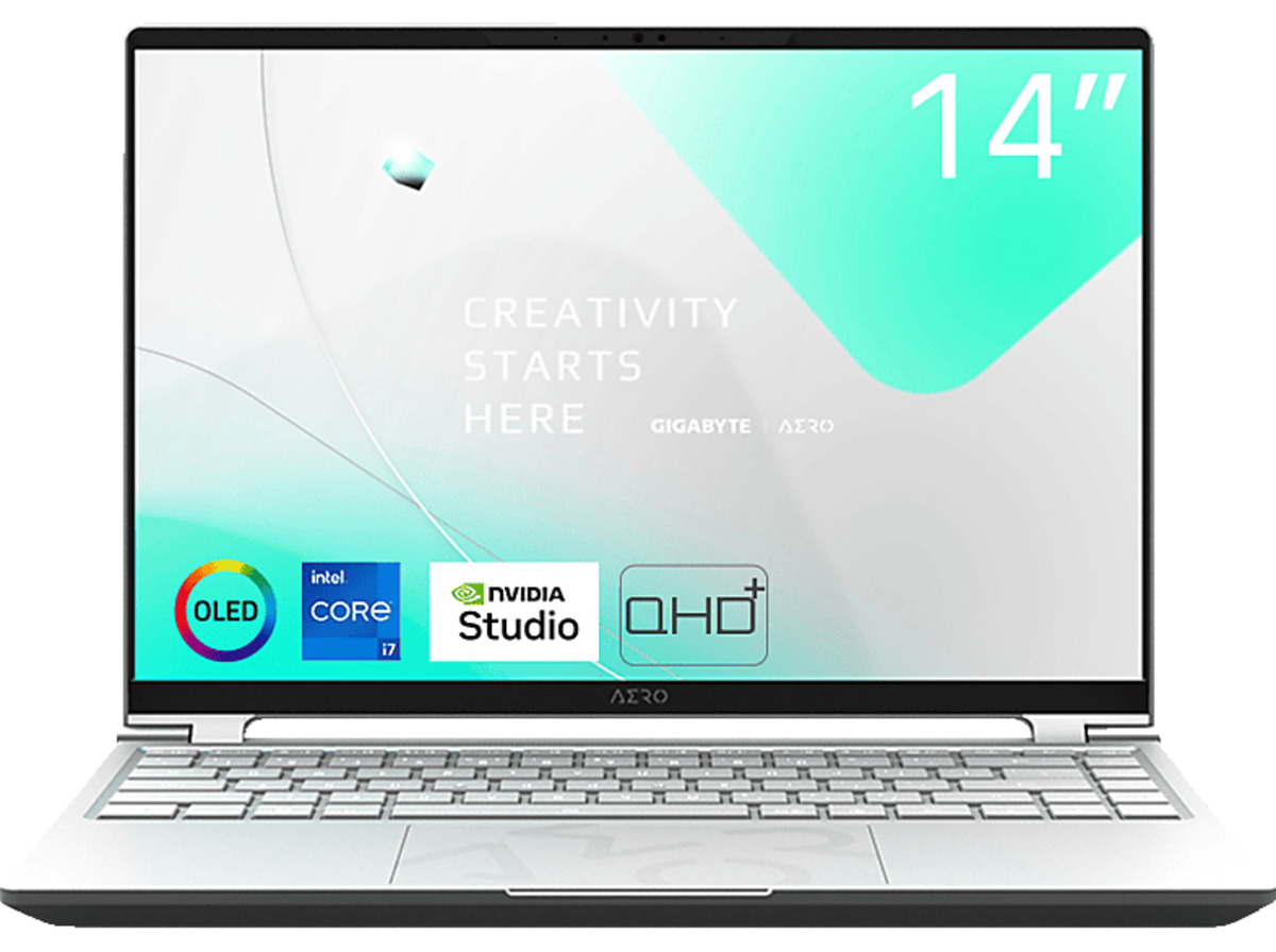 Bild 1 von GIGABYTE AERO 14 OLED BMF-72DEBB4SO, Gaming Notebook mit Zoll Display, Intel® Core™ i7 Prozessor, 16 GB RAM, 1 TB SSD, NVIDIA GeForce RTX 4050 GPU, Twilight Silver