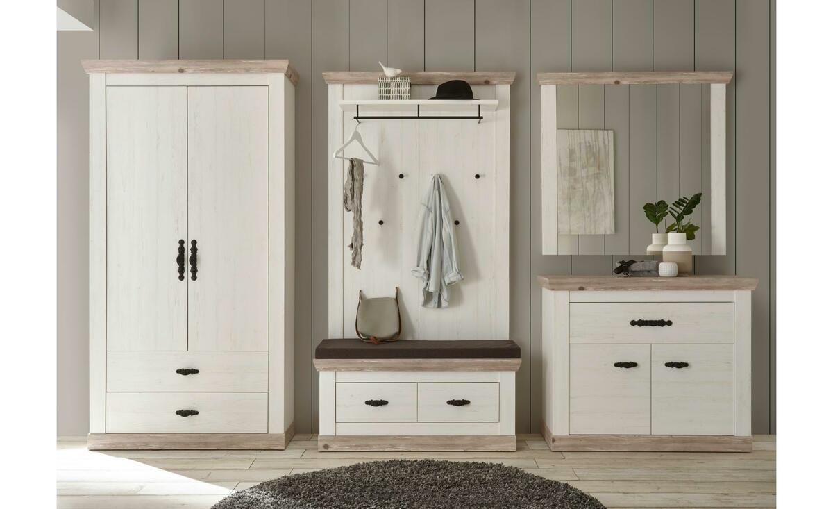 Bild 1 von Garderobe weiß Maße (cm): B: 341 H: 201 Flur- & Dielenmöbel