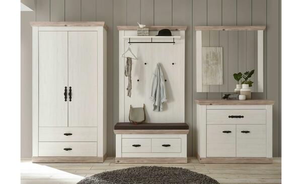 Bild 1 von Garderobe weiß Maße (cm): B: 341 H: 201 Flur- & Dielenmöbel