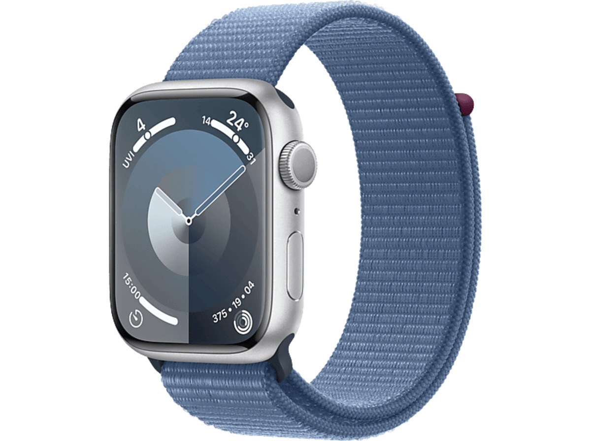 Bild 1 von APPLE Watch Series 9 GPS 45 mm Smartwatch Aluminium Textil Carbon Neutral, 130 - 200 mm, Silber