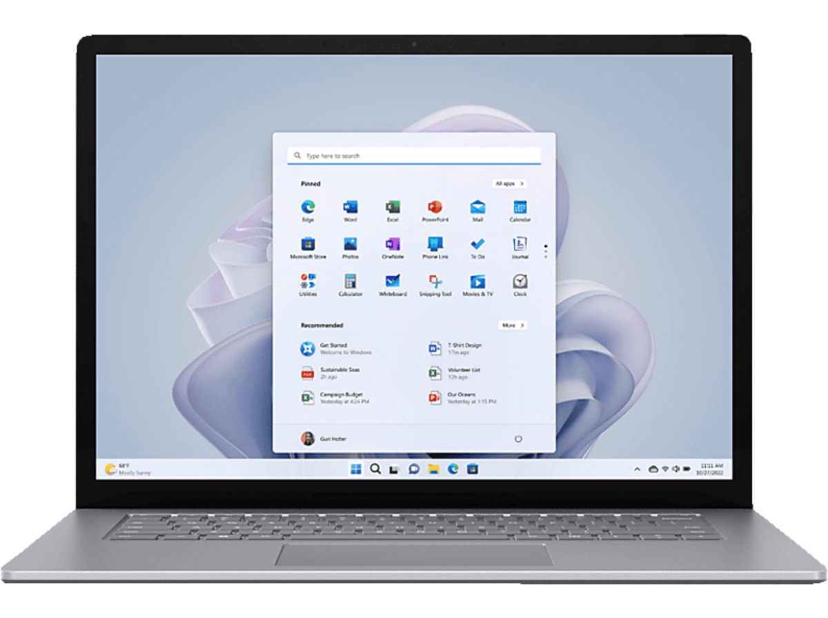 Bild 1 von MICROSOFT Surface Laptop 5, Notebook mit 15 Zoll Display Touchscreen, Intel® Core™ i7 Prozessor, 8 GB RAM, 256 SSD, Iris® Xe Grafik, Platin