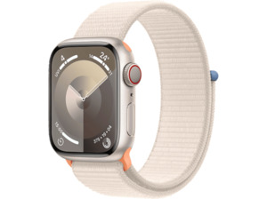 APPLE Watch Series 9 GPS + Cellular 41 mm Smartwatch Aluminium Textil Carbon Neutral, 130 - 200 mm, Polarstern