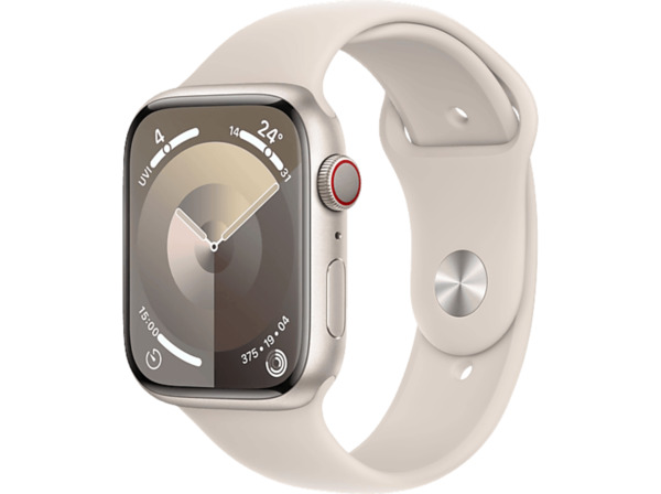 Bild 1 von APPLE Watch Series 9 GPS + Cellular 45 mm Smartwatch Aluminium Fluorelastomer, 130 - 180 mm, Polarstern