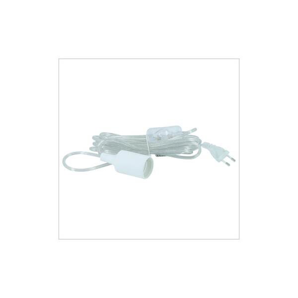 Bild 1 von Parus by Venso E27 Lampenfassung 4m Kabel Transparent, Eurostecker, Venso Ecosolutions Lampenfassung E27 mit Kabel für E27 LED Lampe, Bulb Holder, Kabel für Lampe, Fassung E27