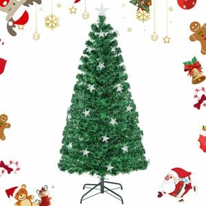 COSTWAY Künstlicher Weihnachtsbaum, mit 8 Modi & 21 Sternenlichtern, 150cm