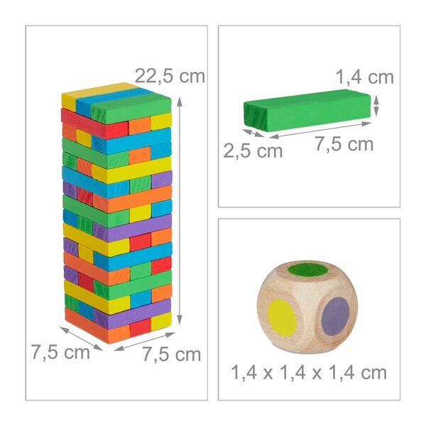 Bild 2 von relaxdays Stapelspielzeug Holz Wackelturm bunt