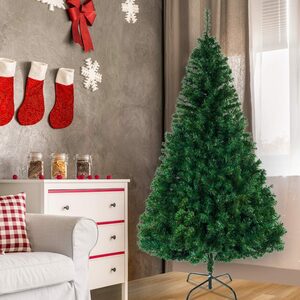 MDHAND Künstlicher Weihnachtsbaum Weihnachtsbaum 210cm Grün PVC Eisen Ständer, Kiefern, mit Metallbügel