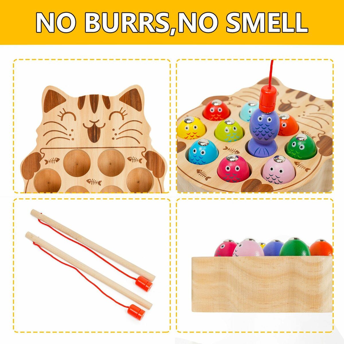 Bild 4 von BeebeeRun Lernspielzeug Magnetisches Angelspiel, Holzspielzeug für Kinder ab 2 Jahren, Fischspielzeug, Montessori Motoriklernen, Weihnachtsgeschenk