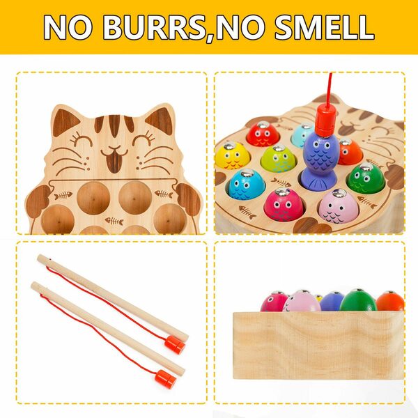 Bild 4 von BeebeeRun Lernspielzeug Magnetisches Angelspiel, Holzspielzeug für Kinder ab 2 Jahren, Fischspielzeug, Montessori Motoriklernen, Weihnachtsgeschenk