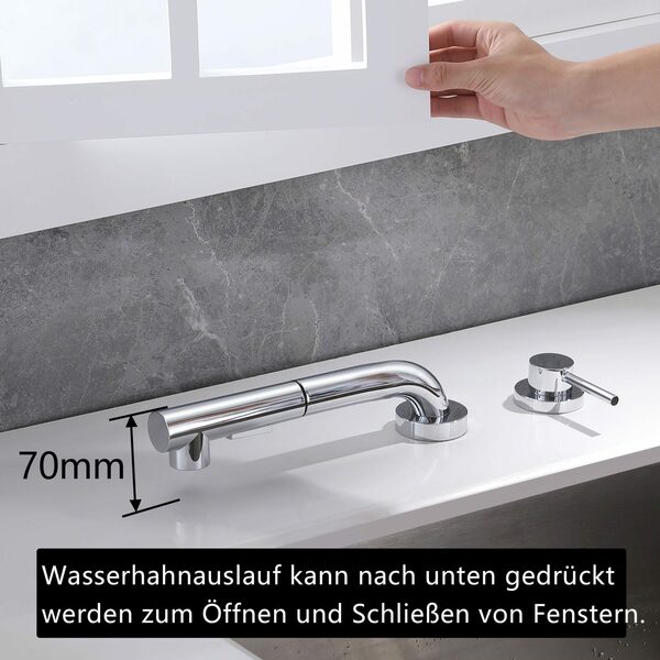 Bild 2 von Sumerain Küchenarmatur Wasserhahn Küche, Waschbeckenarmatur vor einem Fenster installiert (Mischbatterie) Frontfenster-Küchenmischbatterie mit ausziehbarer Brause Hochdruck