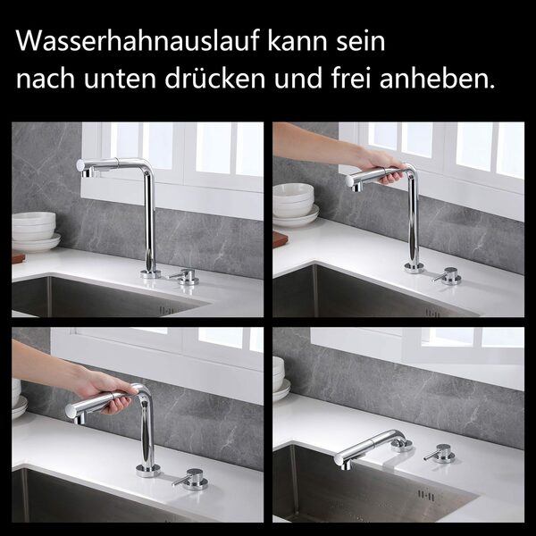 Bild 3 von Sumerain Küchenarmatur Wasserhahn Küche, Waschbeckenarmatur vor einem Fenster installiert (Mischbatterie) Frontfenster-Küchenmischbatterie mit ausziehbarer Brause Hochdruck