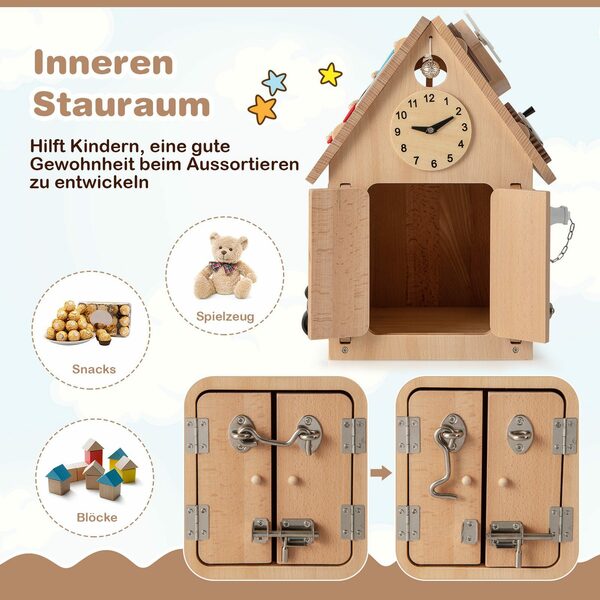 Bild 2 von COSTWAY Lernspielzeug Kinder Spielhaus, Montessori Spielzeug aus Holz