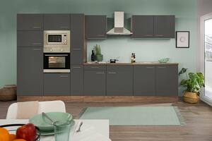 Küchenzeile ohne Geräte B: 360 cm Grau/Eiche Dekor