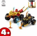 Bild 2 von LEGO® Konstruktionsspielsteine Verfolgungsjagd mit Kais Flitzer und Ras' Motorrad (71789), (103 St), LEGO® NINJAGO; Made in Europe