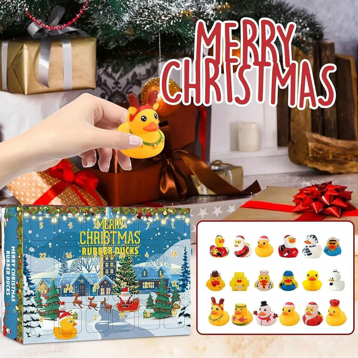 Bild 3 von flowgoer Adventskalender Mini-Weihnachtsgummi-Enten-Adventskalender 2023, Weihnachtsspielzeuggeschenke für Kinder und Erwachsene