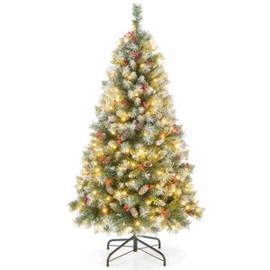 COSTWAY Künstlicher Weihnachtsbaum, mit Schnee und 200 LEDs in 8 Modi, 150cm