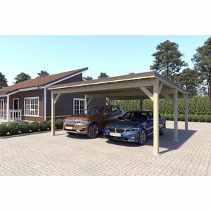 Holzbrüder Doppelcarport Ralf Natur 600 cm x 600 cm Blechdach Dunkelbraun