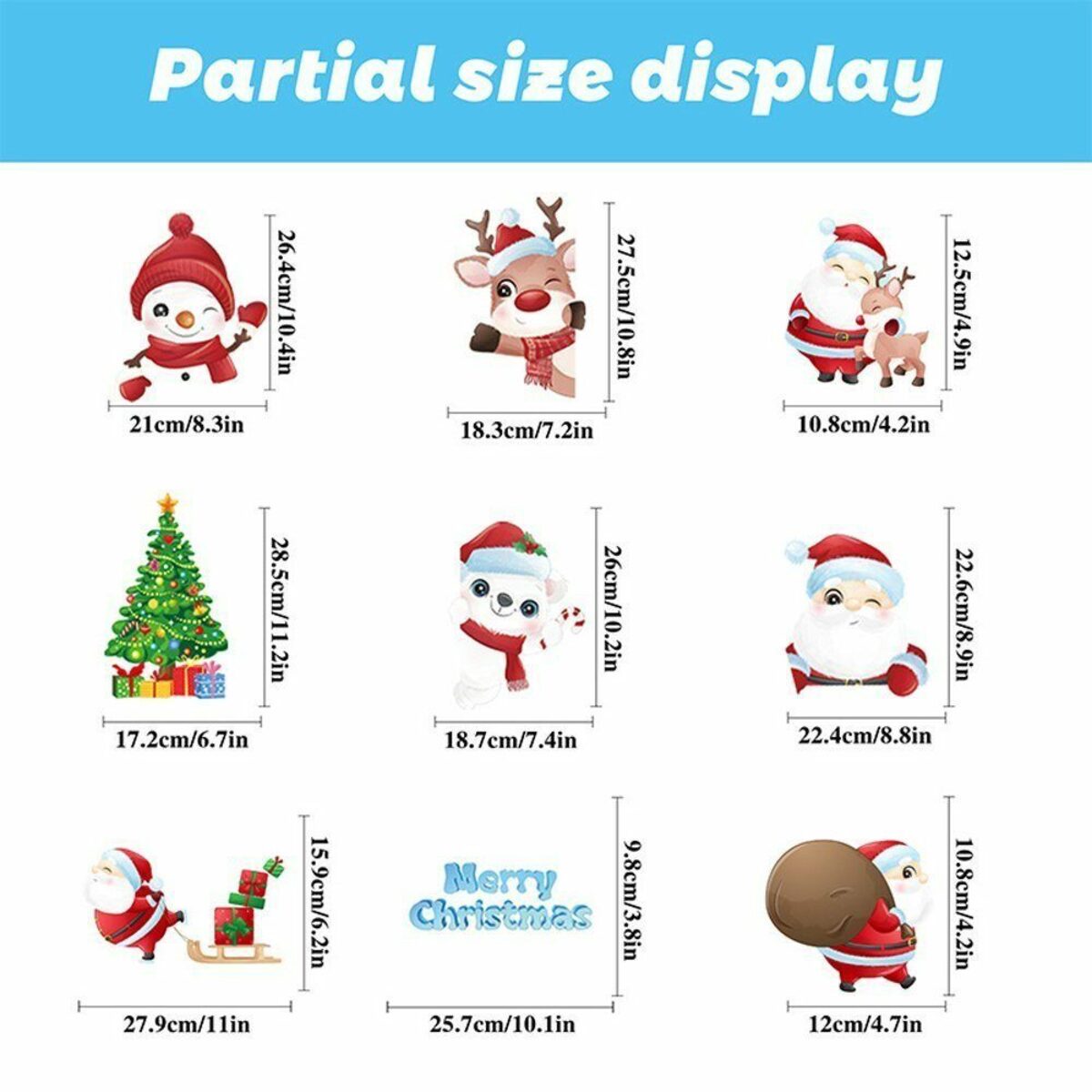 Bild 3 von Fenstersticker Statische Fensteraufkleber für Weihnachtsdekoration, Party, 9 Blatt, TRUMSEN