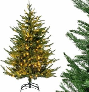 COSTWAY Künstlicher Weihnachtsbaum, mit 386 Zweigspitzen & 180 LEDs, 136cm