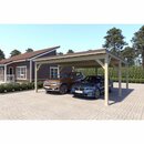 Bild 1 von Holzbrüder Doppelcarport Ralf Imprägniert 600 x 600 cm Blechdach Dunkelbraun