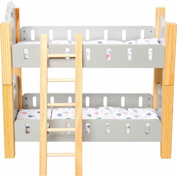 Bild 3 von myToys ORIGINALS Puppenbett Holz Puppenetagenbett, grau mit Bettwäsche