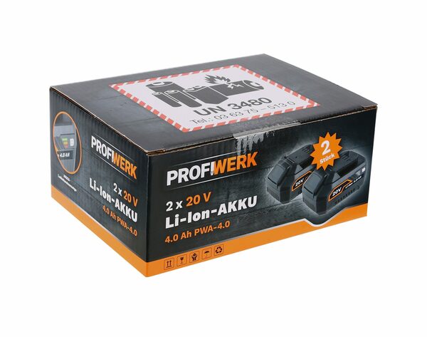 Bild 3 von Profiwerk Akku-Pack 20V, 2x 4.0Ah PWA-4.0x2 Akkupacks