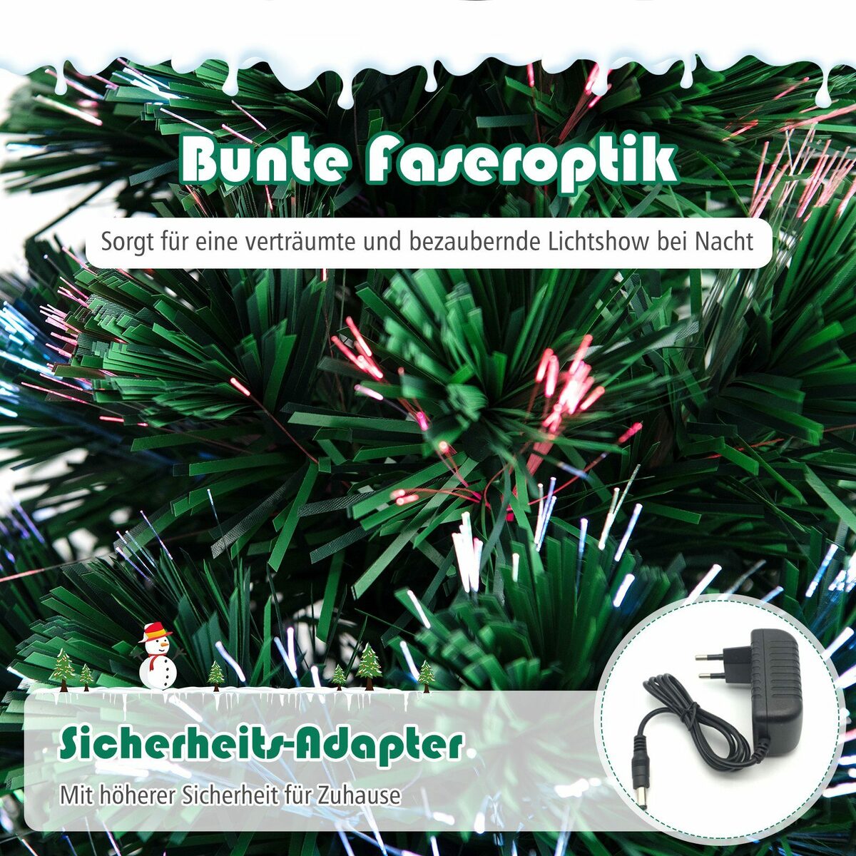 Bild 4 von COSTWAY Künstlicher Weihnachtsbaum, 85 PVC Nadeln, Glasfaser-Farbwechsler