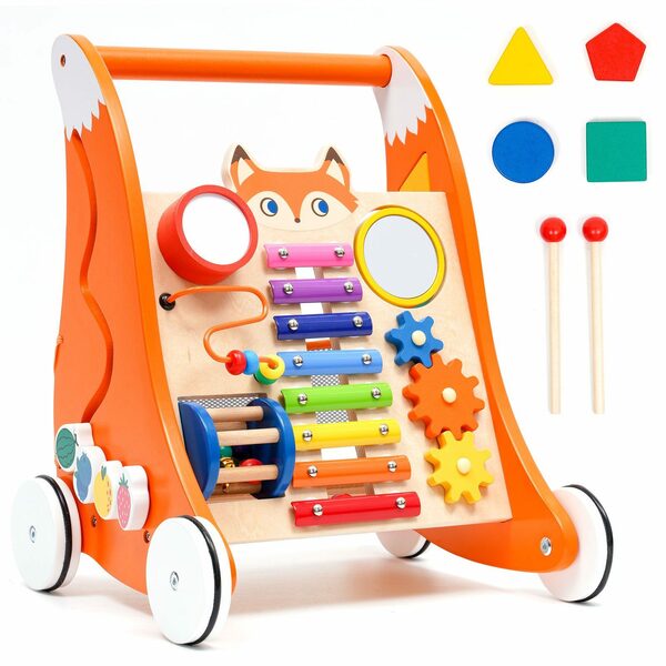 Bild 1 von LBLA Lauflernwagen Baby Spiel- und Laufwagen aus Holz, Multifunktion Holzspielzeug Lauflernhilfe für Kinder ab 9 Monaten