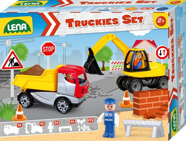 Bild 1 von Lena® Spielzeug-Kipper Truckies Set Baustelle, inkluisve Spielzeug-Bagger und Spielfigur; Made in Europe