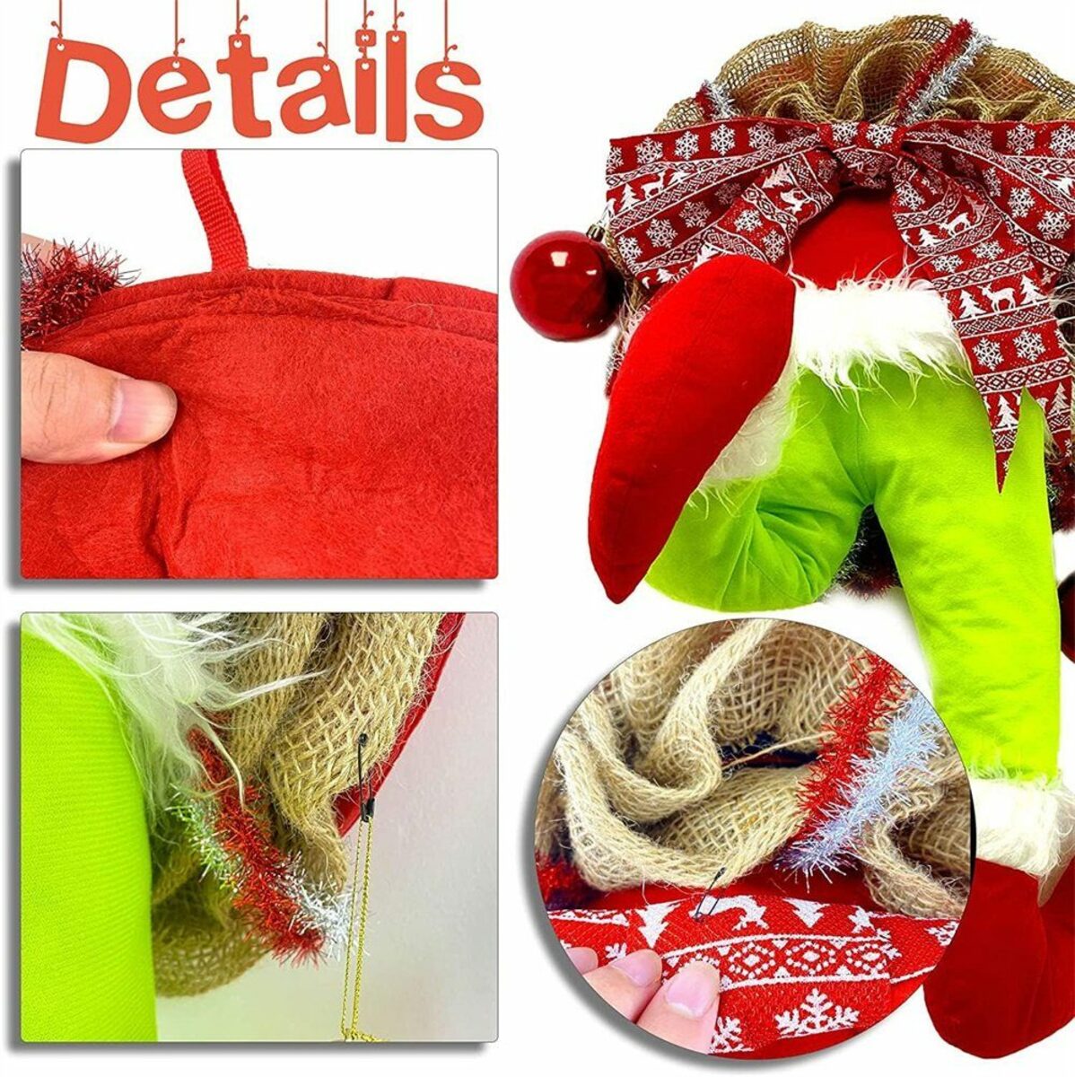 Bild 2 von YIDOMDE Adventskranz Weihnachtsdieb Kranz,Girlanden Wohnaccessoires Deko, 30x40cm