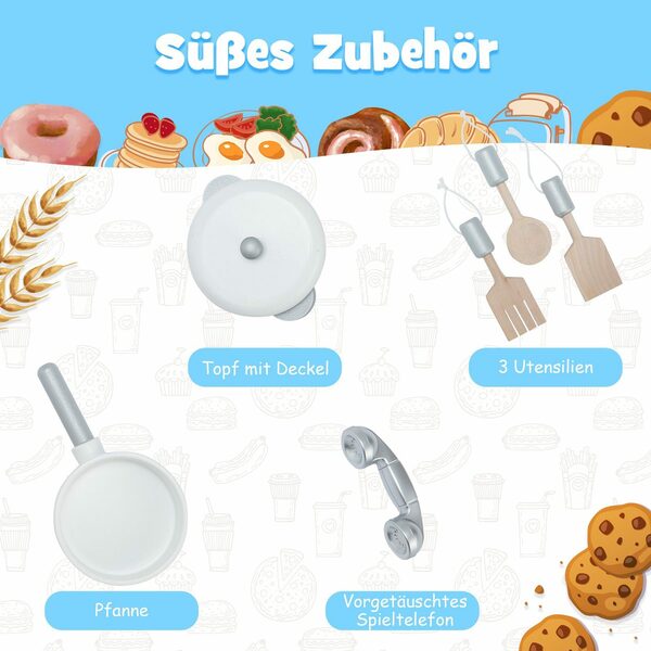 Bild 4 von COSTWAY Spielküche Kinderküche, aus Holz, mit Licht & Zubehör