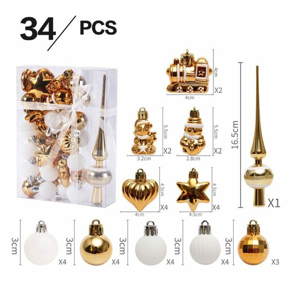 Bild 2 von GelldG Weihnachtsbaumkugel 34 Weihnachtskugeln Weihnachtsdeko Set Kunststoff