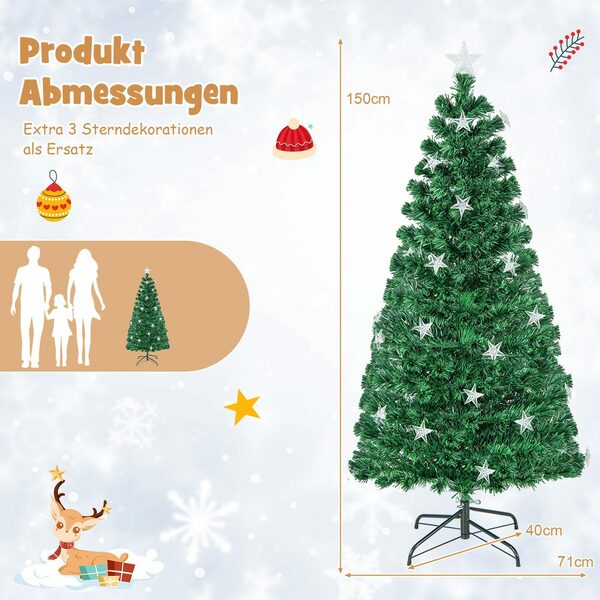 Bild 3 von COSTWAY Künstlicher Weihnachtsbaum, mit 8 Modi & 21 Sternenlichtern, 150cm