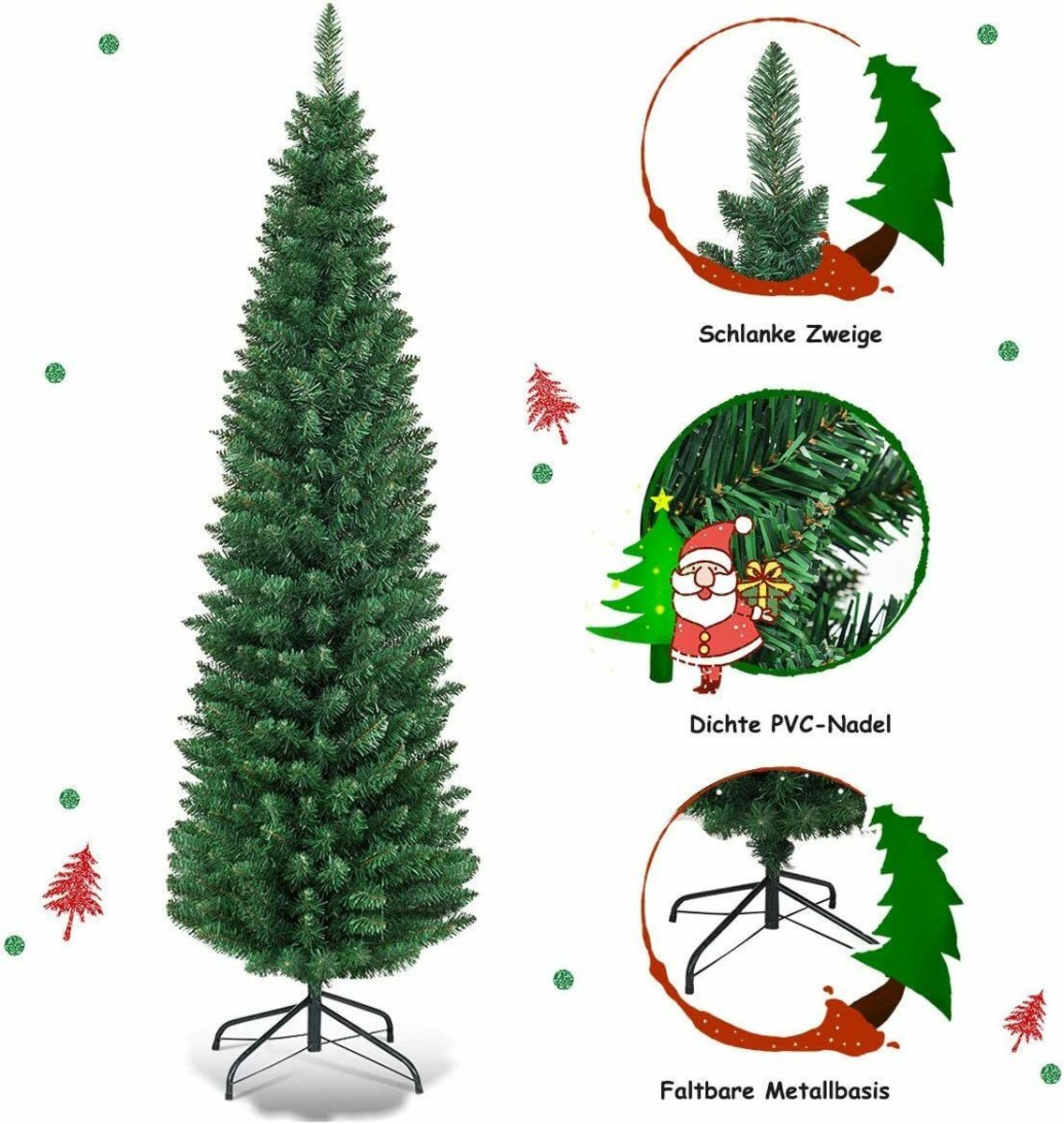 Bild 3 von COSTWAY Künstlicher Weihnachtsbaum, 150cm, mit 220 PVC Nadeln, Metallständer