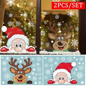 Decome Weihnachtskugelständer 2er Set Weihnachten Fensterbilder Weihnachtssticker Fenstersticker