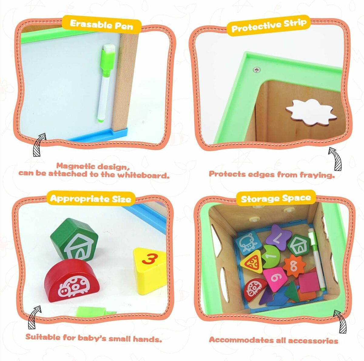 Bild 4 von BeebeeRun Motorikwürfel Holzspielzeug Aktivitätswürfel Perlenlabyrinth, (mit Meeresmotiven/Dinosmotiven/Gartensmotiven/Metall Schwierige Auflage), 6 in 1 Spielzeug für Jungen und Mädchen Ge