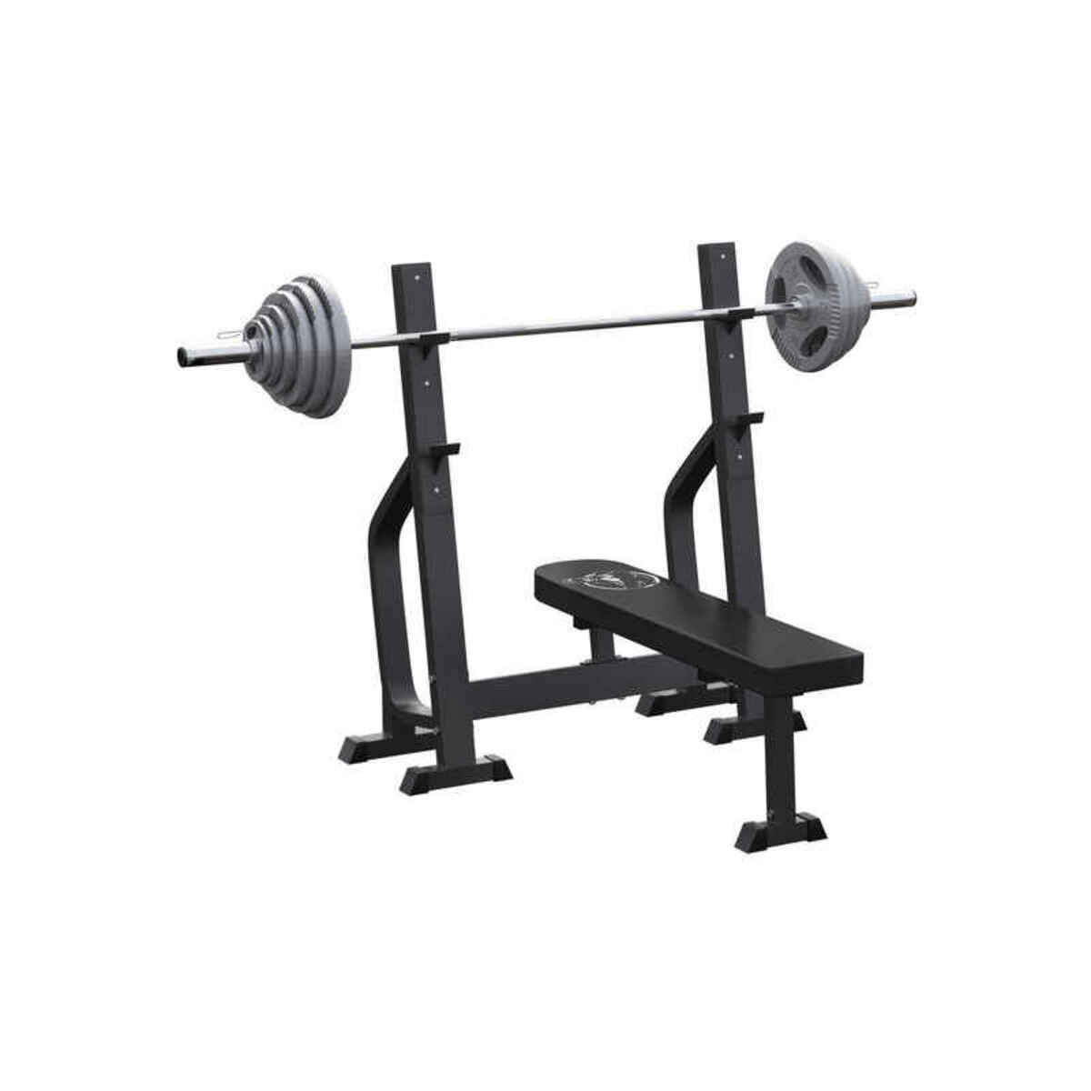 Bild 1 von Drückerbank massiv inkl. Olympia Langhantelset Gusseisen Gripper 130 kg