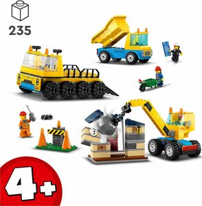 LEGO® Konstruktionsspielsteine Baufahrzeuge und Kran mit Abrissbirne (60391), LEGO® City, (235 St), Made in Europe