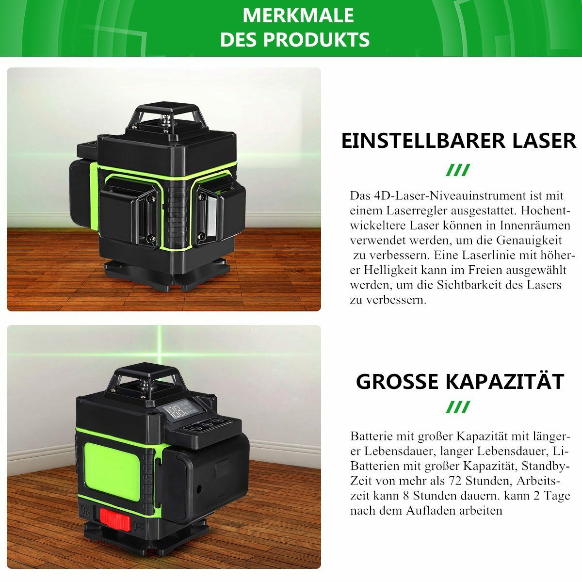 Bild 4 von Fasget Laserwasserwaage, (1 St), 16Linie Kreuzlinienlaser Selbstnivellierende